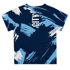 Manchester City Vive La Fete Youth Paint Brush T-Shirt Navy - FIFA World CUP