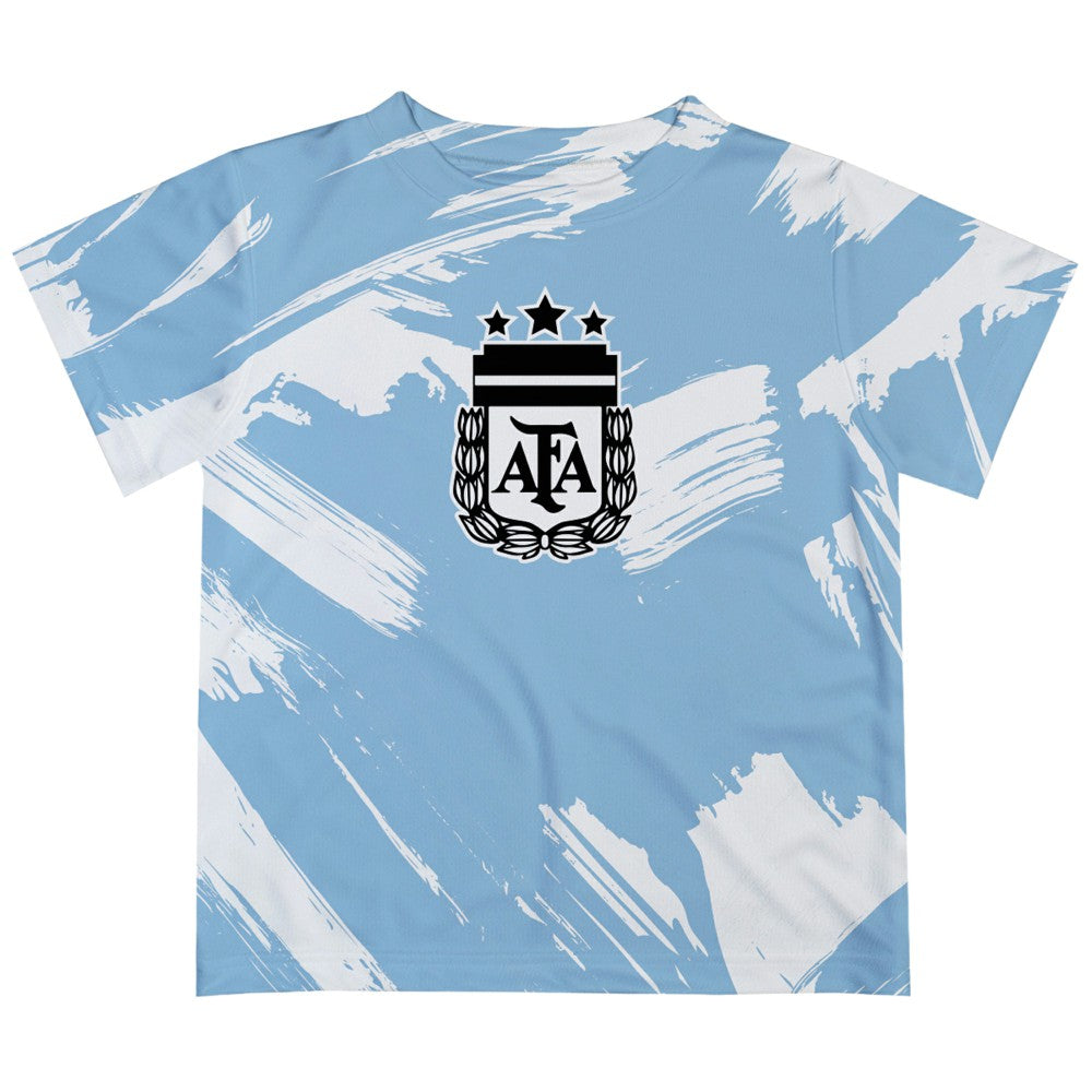 Argentina National Team Vive La Fete Youth Paint Brush T-Shirt Light Blue - FIFA World CUP
