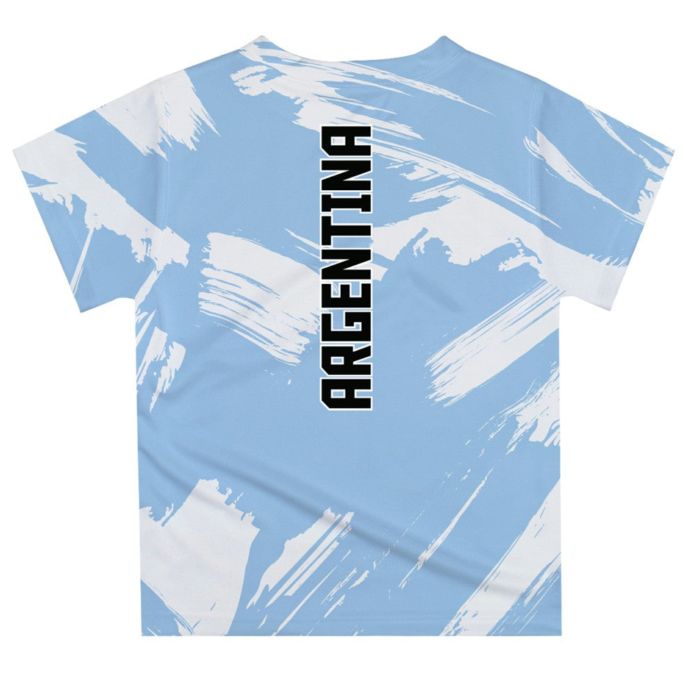 Argentina National Team Vive La Fete Youth Paint Brush T-Shirt Light Blue - FIFA World CUP