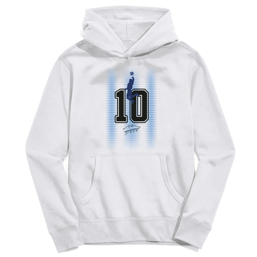 Diego Maradona Argentina National Team Vive La Fete Youth Number & Signature Pullover Hoodie White - FIFA World CUP