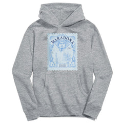 Diego Maradona Argentina National Team Vive La Fete Youth Vintage Stamp Pullover Hoodie Gray - FIFA World CUP