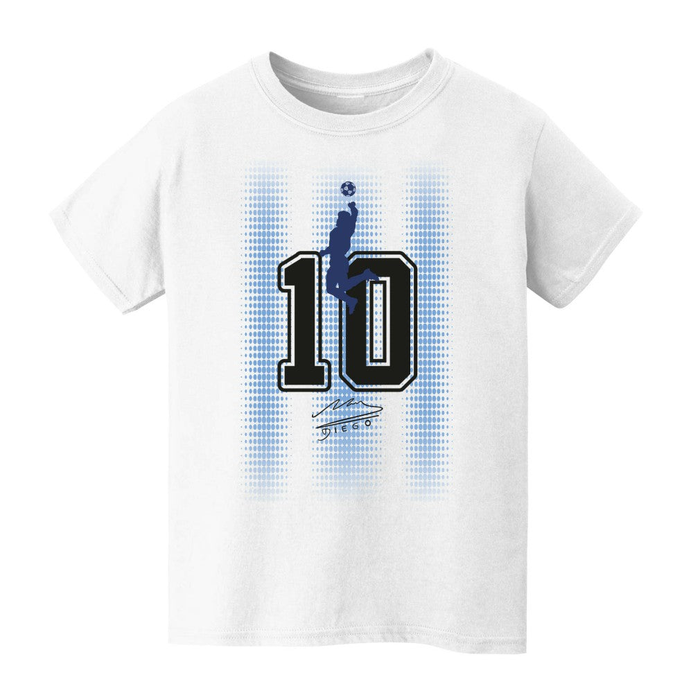 Diego Maradona Argentina National Team Vive La Fete Youth Number & Signature T-Shirt White - FIFA World CUP