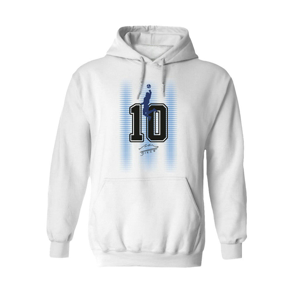 Diego Maradona Argentina National Team Vive La Fete Women's Number & Signature Pullover Hoodie White - FIFA World CUP