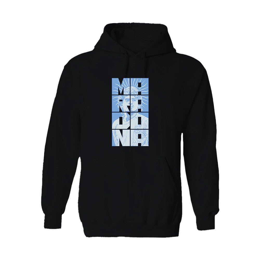 Diego Maradona Argentina National Team Vive La Fete Women's Portrait Pullover Hoodie Black - FIFA World CUP