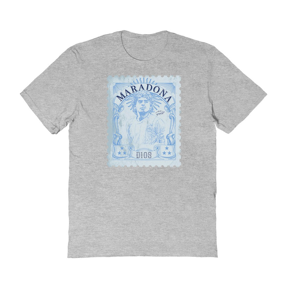 Diego Maradona Argentina National Team Vive La Fete Women's Vintage Stamp T-Shirt Gray - FIFA World CUP