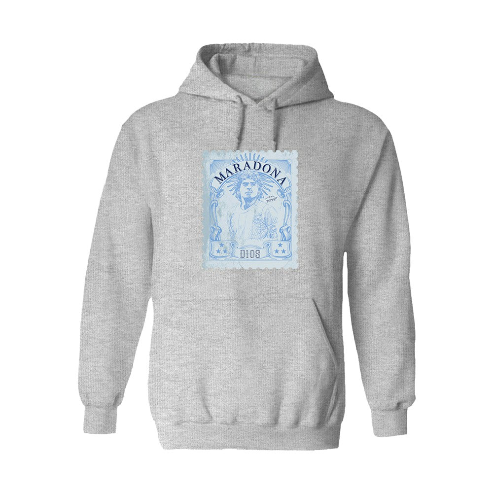 Diego Maradona Argentina National Team Vive La Fete Vintage Stamp Hoodie Gray - FIFA World CUP