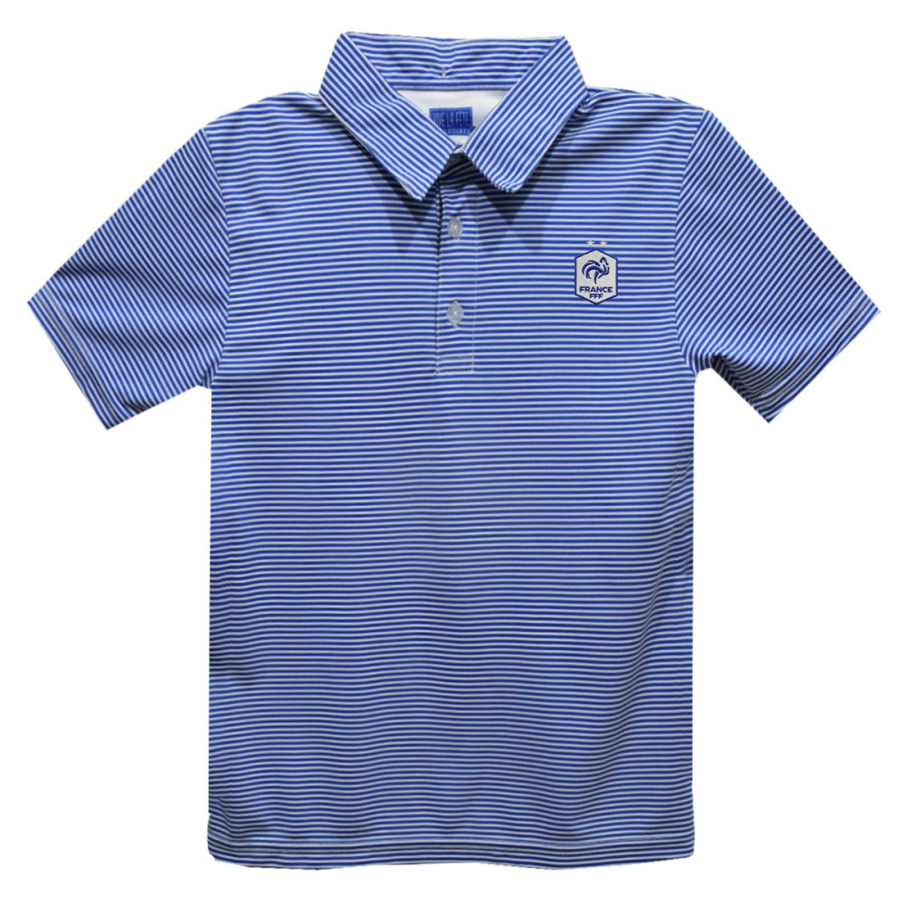 France National Team Vive La Fete Youth Pencil Stripe Polo Royal - FIFA World CUP