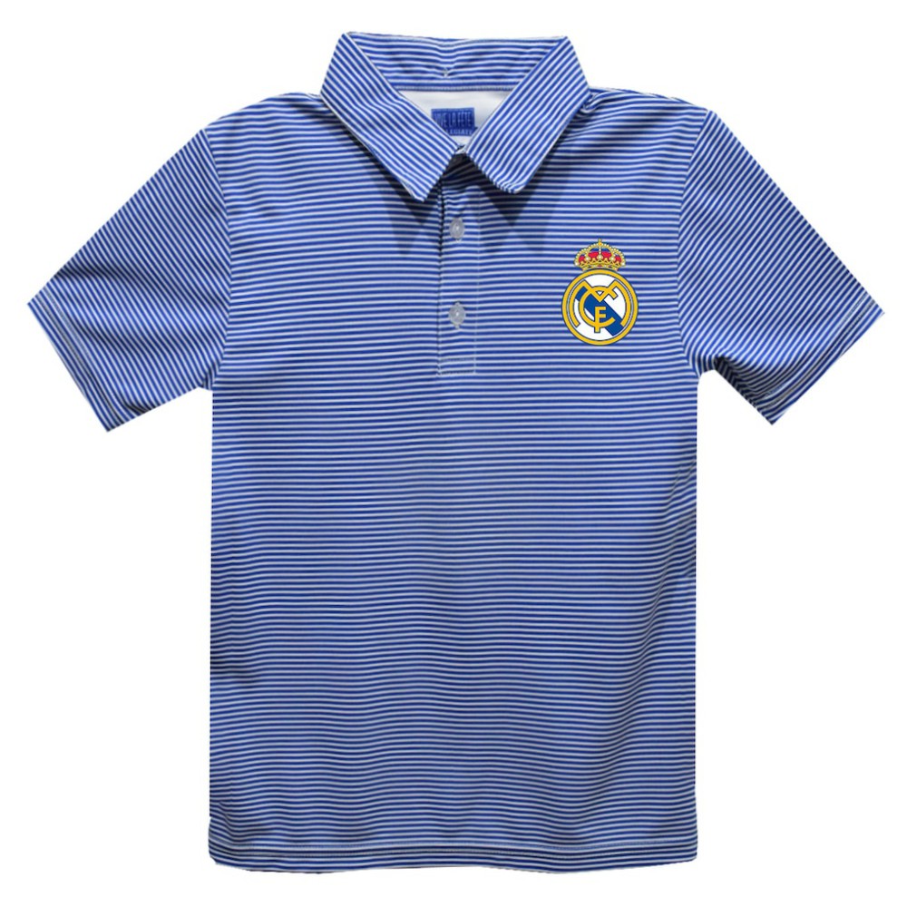 Real Madrid Vive La Fete Youth Pencil Stripe Polo Royal - FIFA World CUP