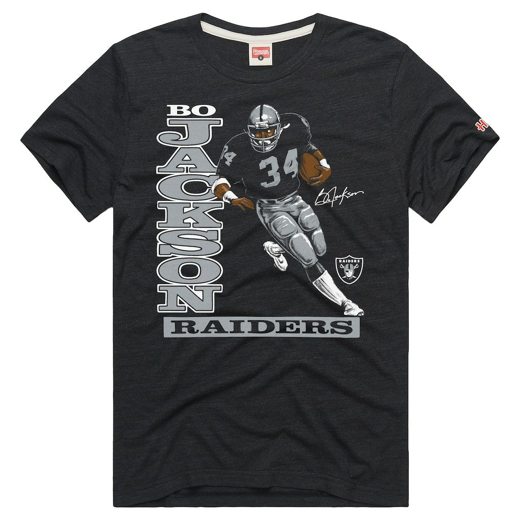 Bo Jackson Las Vegas Raiders Homage Unisex Retired Player Classic Caricature T-Shirt Charcoal | NFL