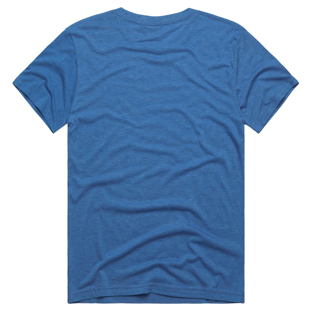 Barry Sanders Detroit Lions Homage Unisex Retired Player Classic Caricature Tri-Blend T-Shirt Blue | NFL