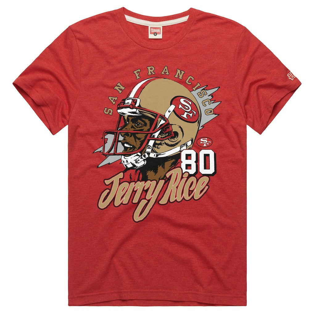 Jerry Rice San Francisco 49ers Homage Unisex Retired Player Classic Caricature T-Shirt Scarlet | NFL
