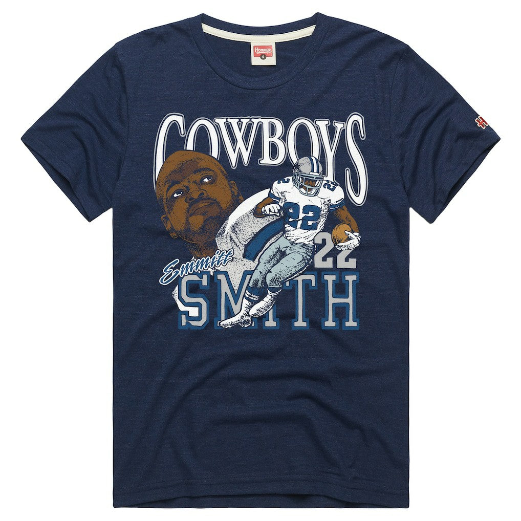 Emmitt Smith Dallas Cowboys Homage Unisex Retired Player Classic Caricature T-Shirt Navy | NFL