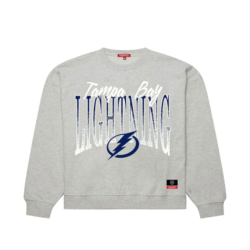 Tampa Bay Lightning Mitchell & Ness Women's Hockey Night Sweatshirt - Heather Gray - NHL