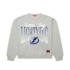 Tampa Bay Lightning Mitchell & Ness Women's Hockey Night Sweatshirt - Heather Gray - NHL