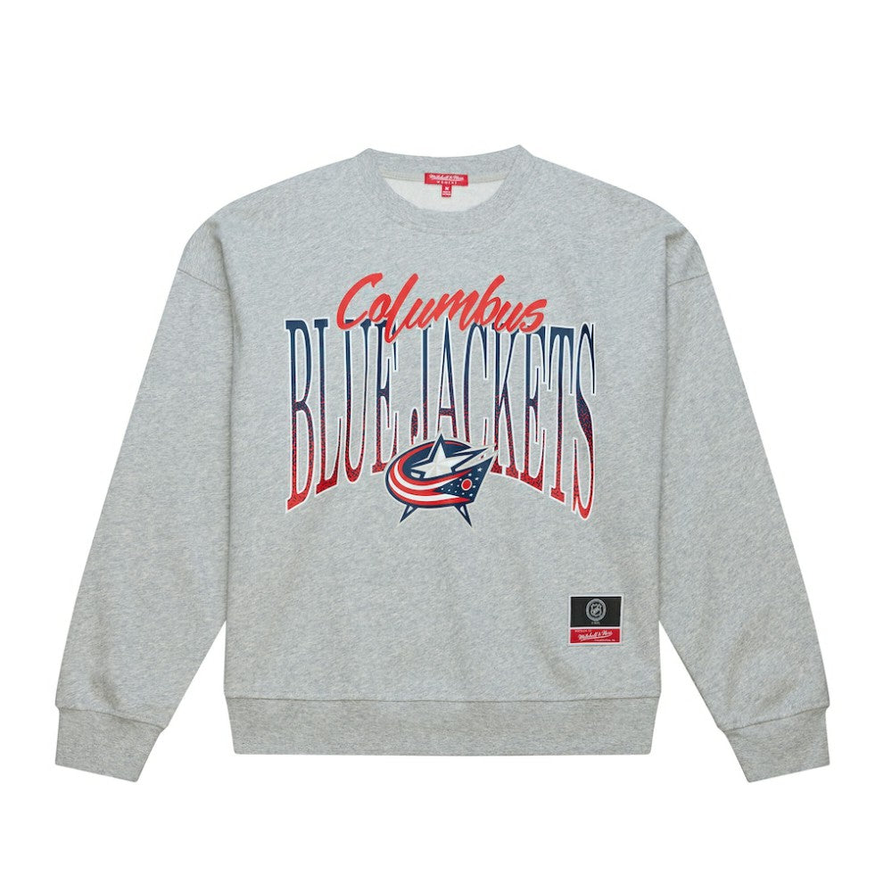 Columbus Blue Jackets Mitchell & Ness Women's Hockey Night Sweatshirt - Heather Gray - NHL