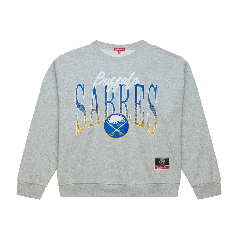 Buffalo Sabres Mitchell & Ness Women's Hockey Night Sweatshirt - Heather Gray - NHL