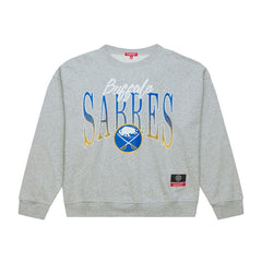 Buffalo Sabres Mitchell & Ness Women's Hockey Night Sweatshirt - Heather Gray - NHL