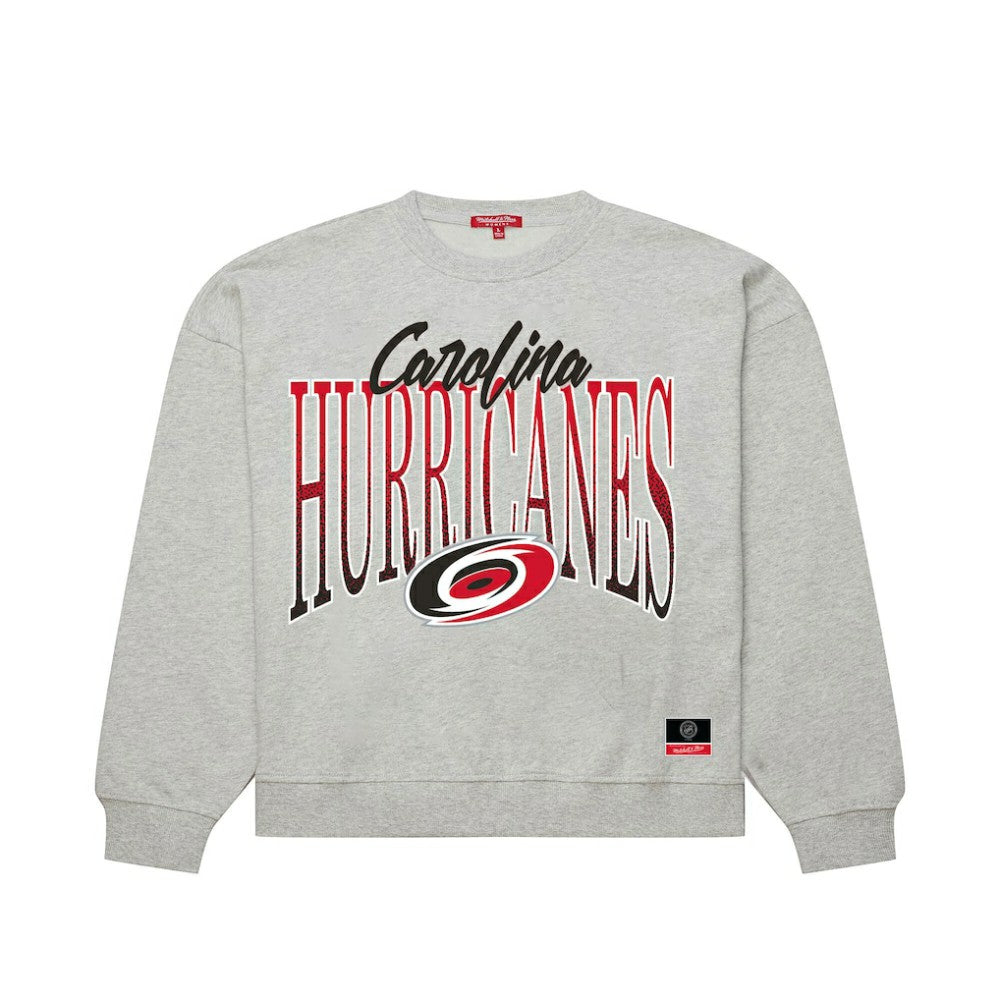 Carolina Hurricanes Mitchell & Ness Women's Hockey Night Sweatshirt - Heather Gray - NHL