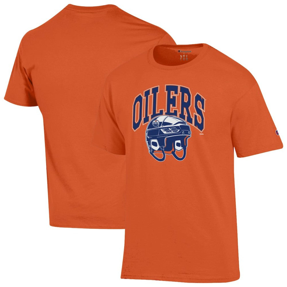 Edmonton Oilers Champion Helmet T-Shirt - Orange - NHL