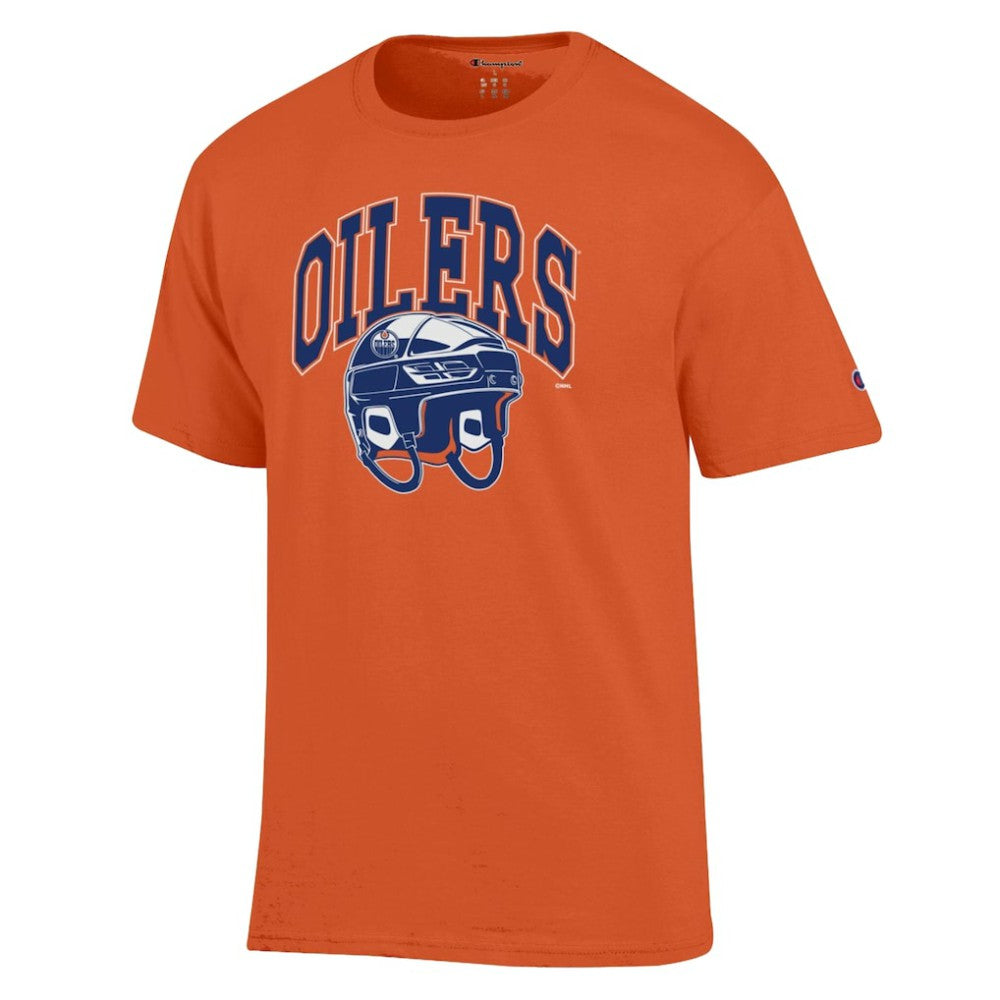 Edmonton Oilers Champion Helmet T-Shirt - Orange - NHL