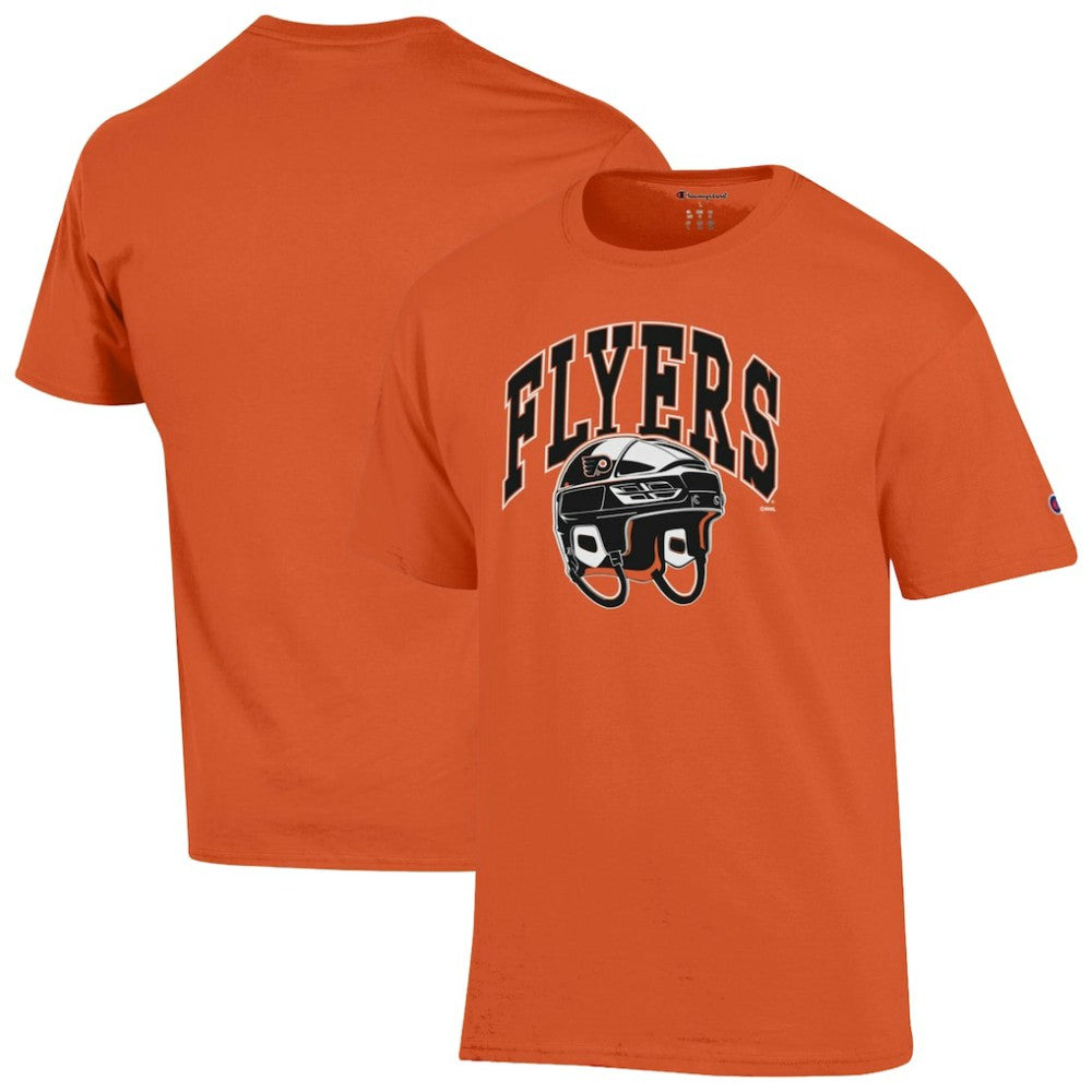 Philadelphia Flyers Champion Helmet T-Shirt - Orange - NHL