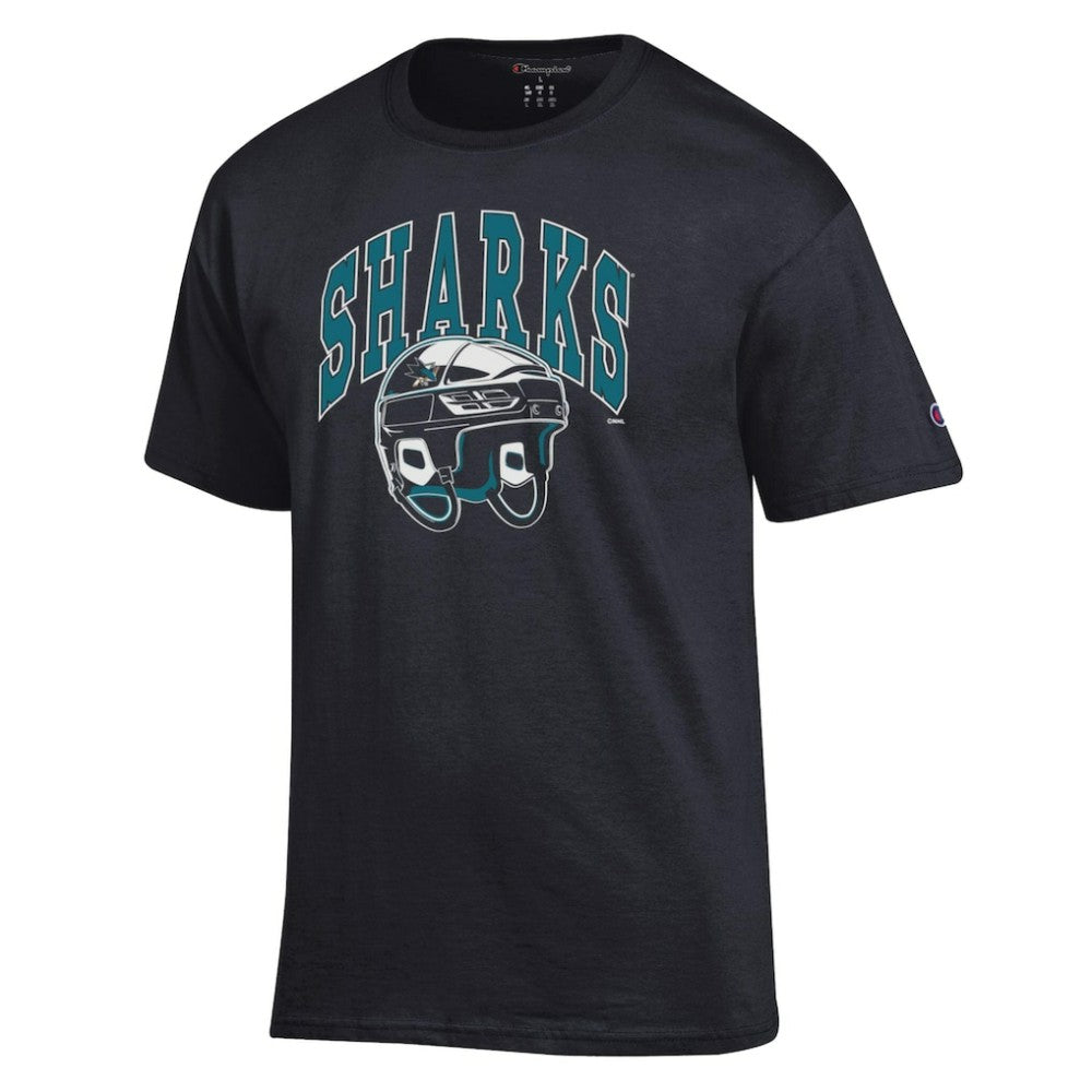 San Jose Sharks Champion Helmet T-Shirt - Black - NHL