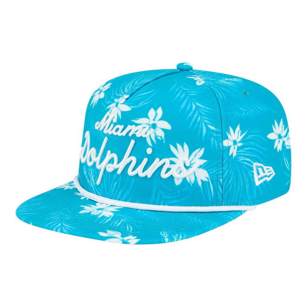 Miami Dolphins New Era Palm Print A-Frame 9FIFTY Snapback Hat Aqua | NFL