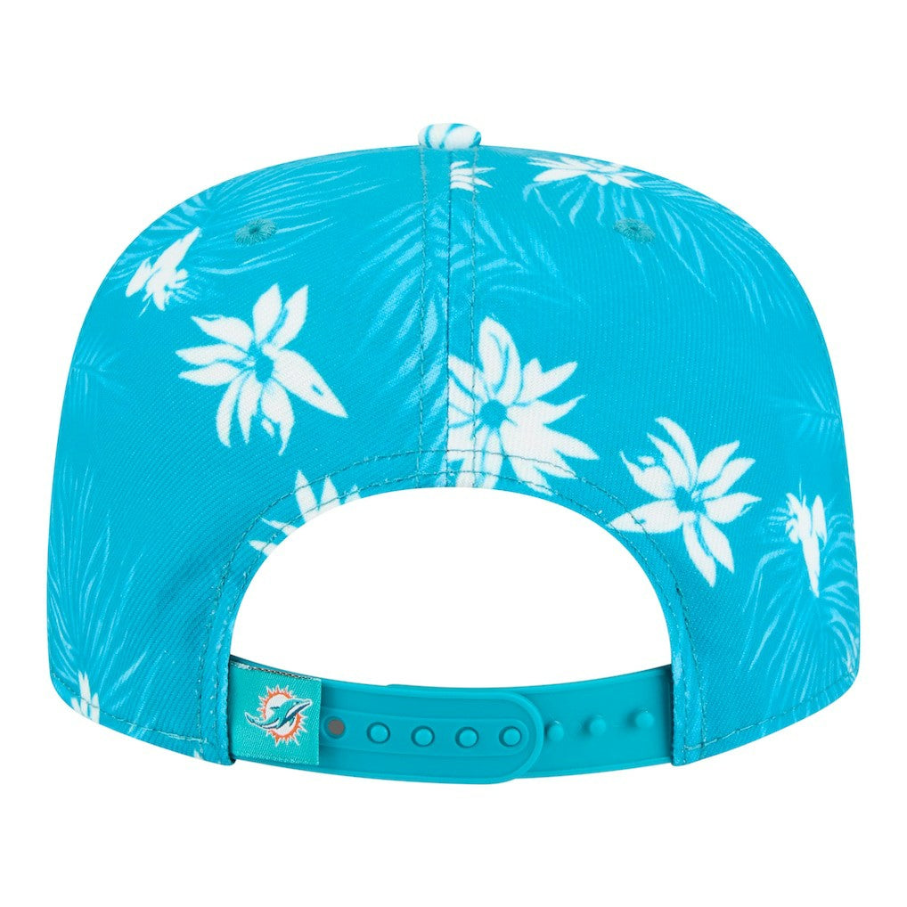 Miami Dolphins New Era Palm Print A-Frame 9FIFTY Snapback Hat Aqua | NFL