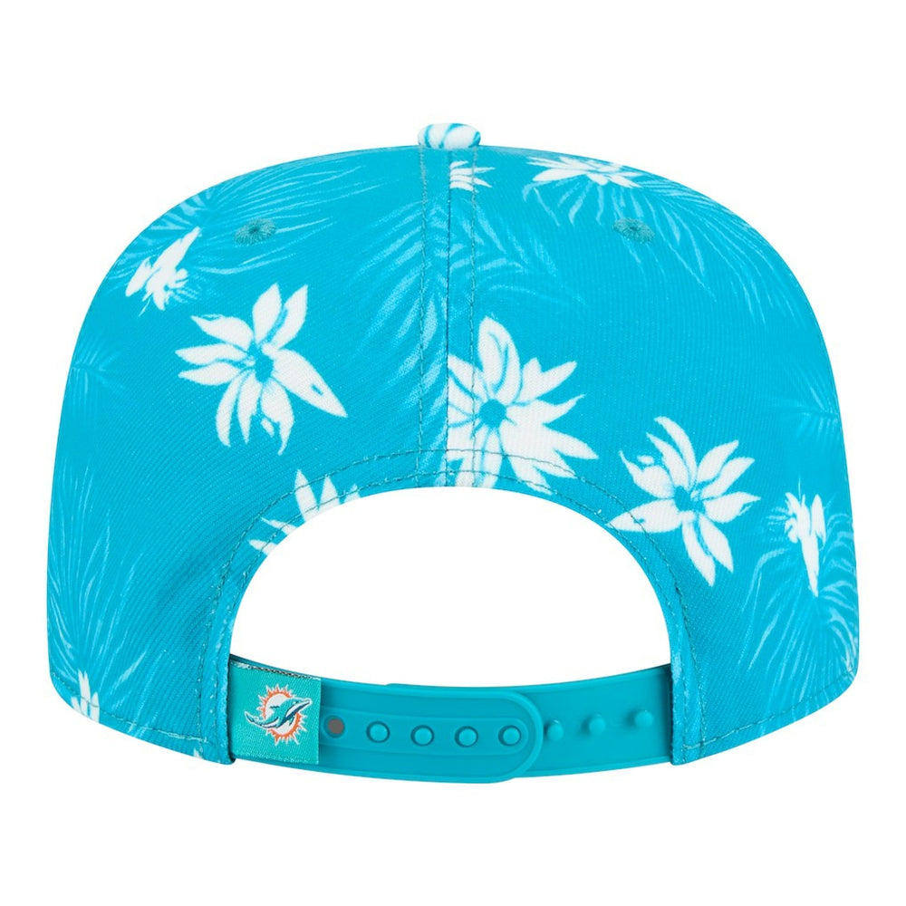 Miami Dolphins New Era Palm Print A-Frame 9FIFTY Snapback Hat Aqua | NFL