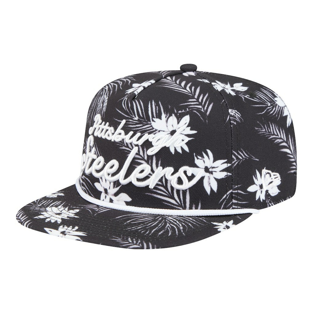 Pittsburgh Steelers New Era Palm Print A-Frame 9FIFTY Snapback Hat Black | NFL