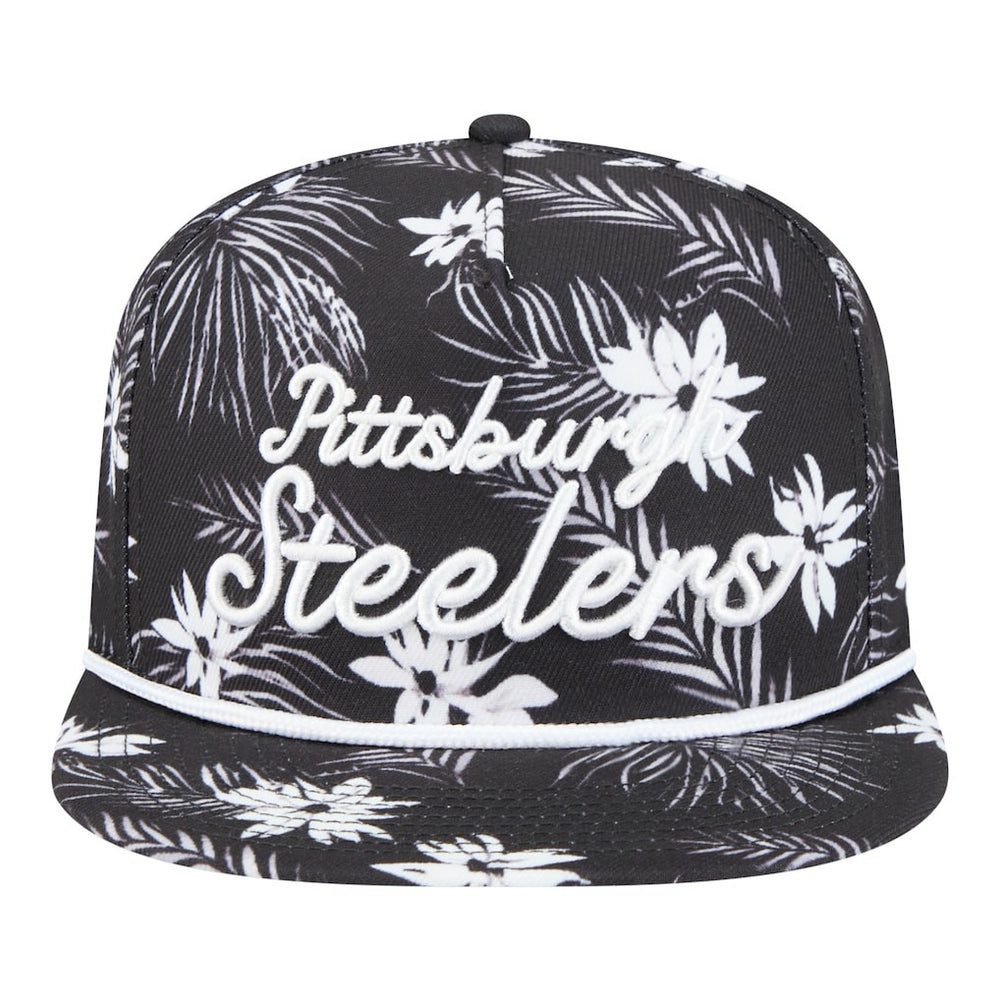 Pittsburgh Steelers New Era Palm Print A-Frame 9FIFTY Snapback Hat Black | NFL