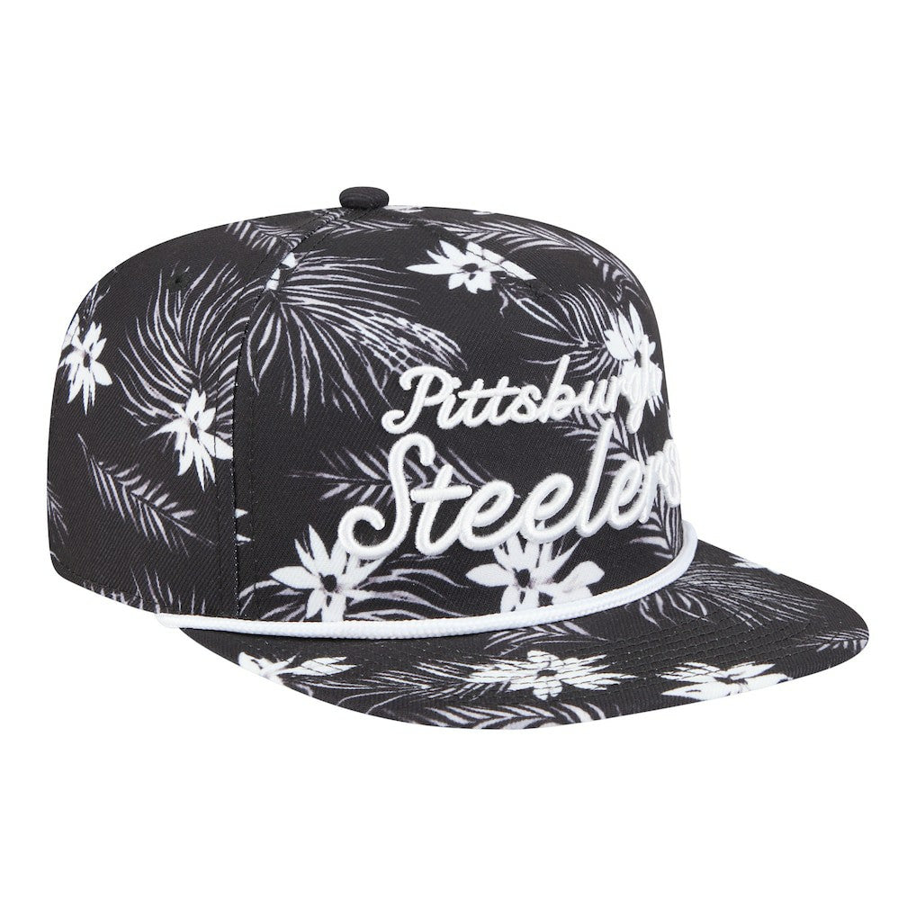 Pittsburgh Steelers New Era Palm Print A-Frame 9FIFTY Snapback Hat Black | NFL
