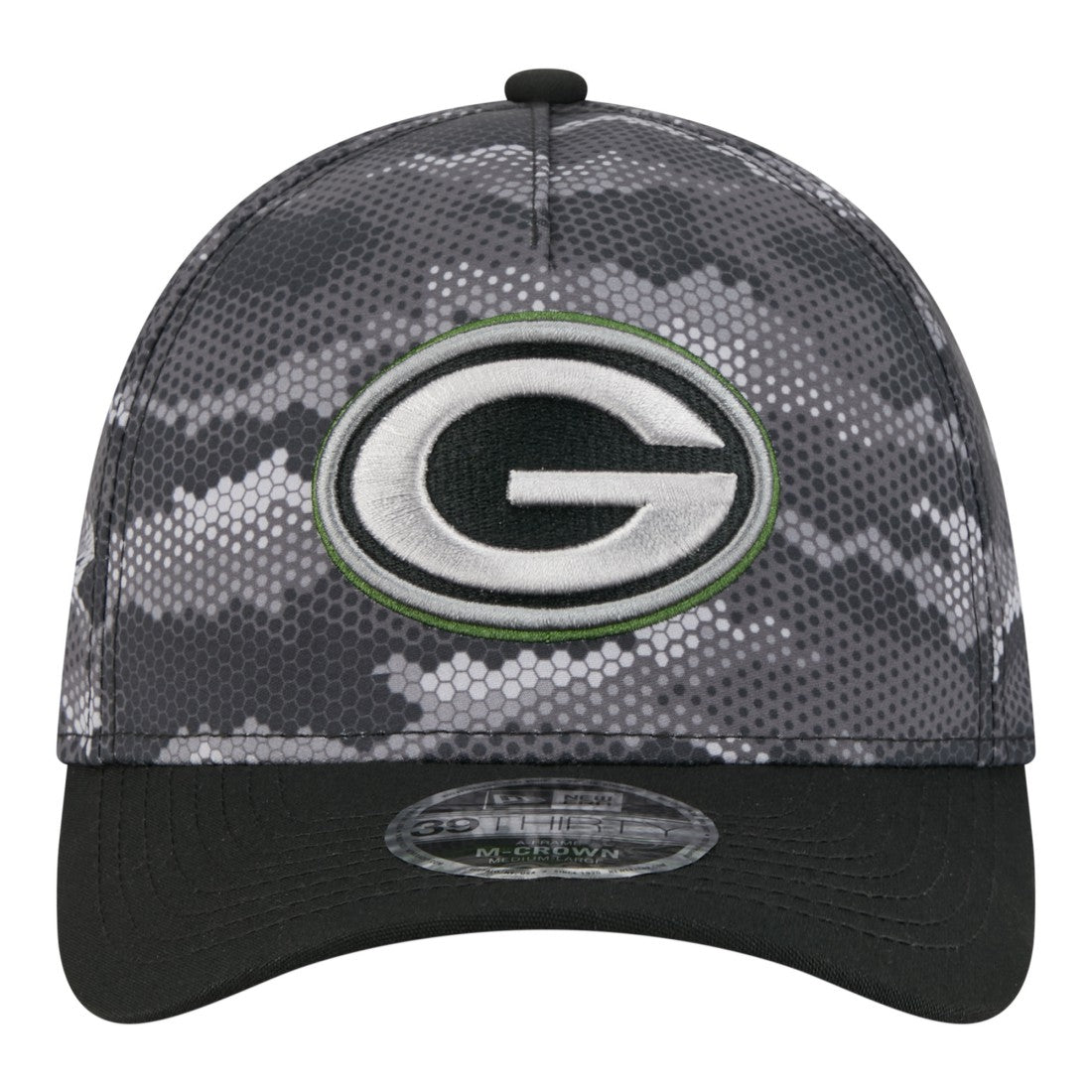 Green Bay Packers New Era Camo A-Frame 39THIRTY Flex Hat Black | NFL