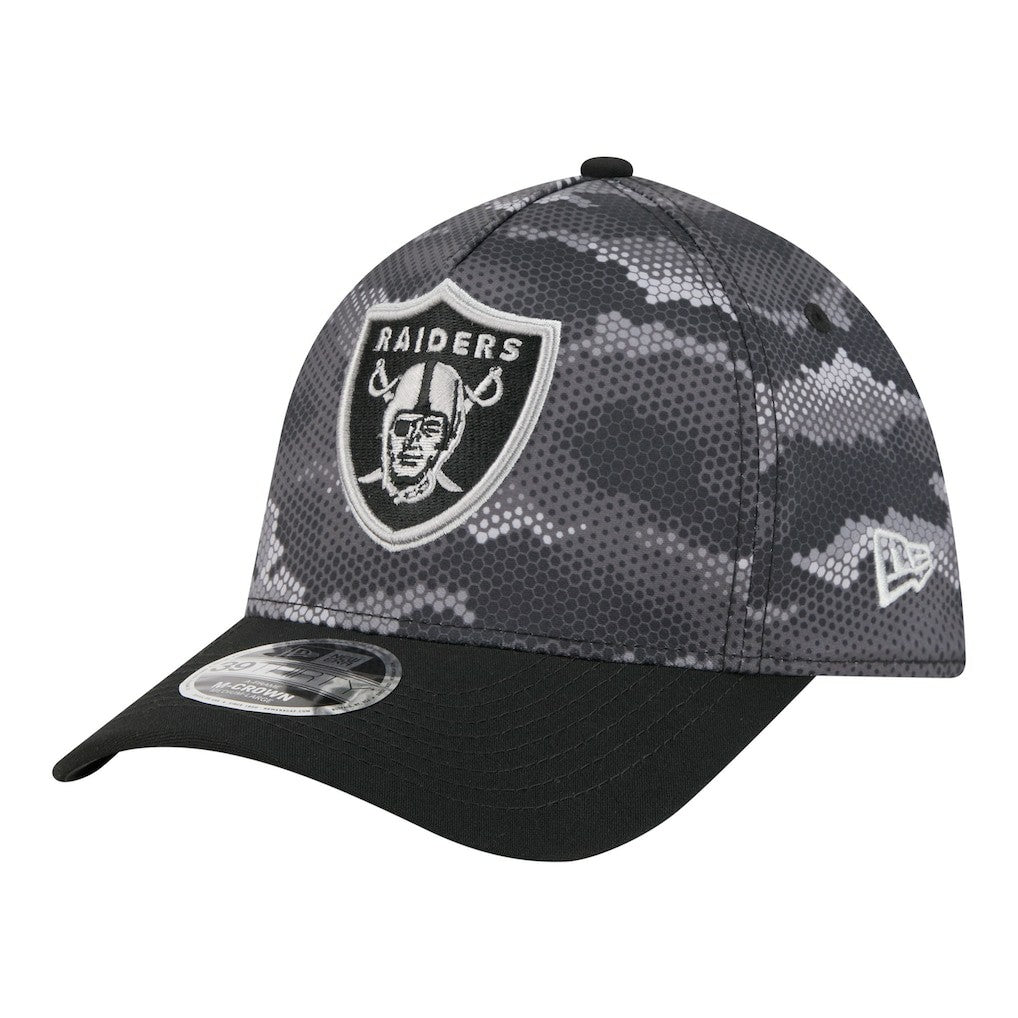 Las Vegas Raiders New Era Camo A-Frame 39THIRTY Flex Hat Black | NFL