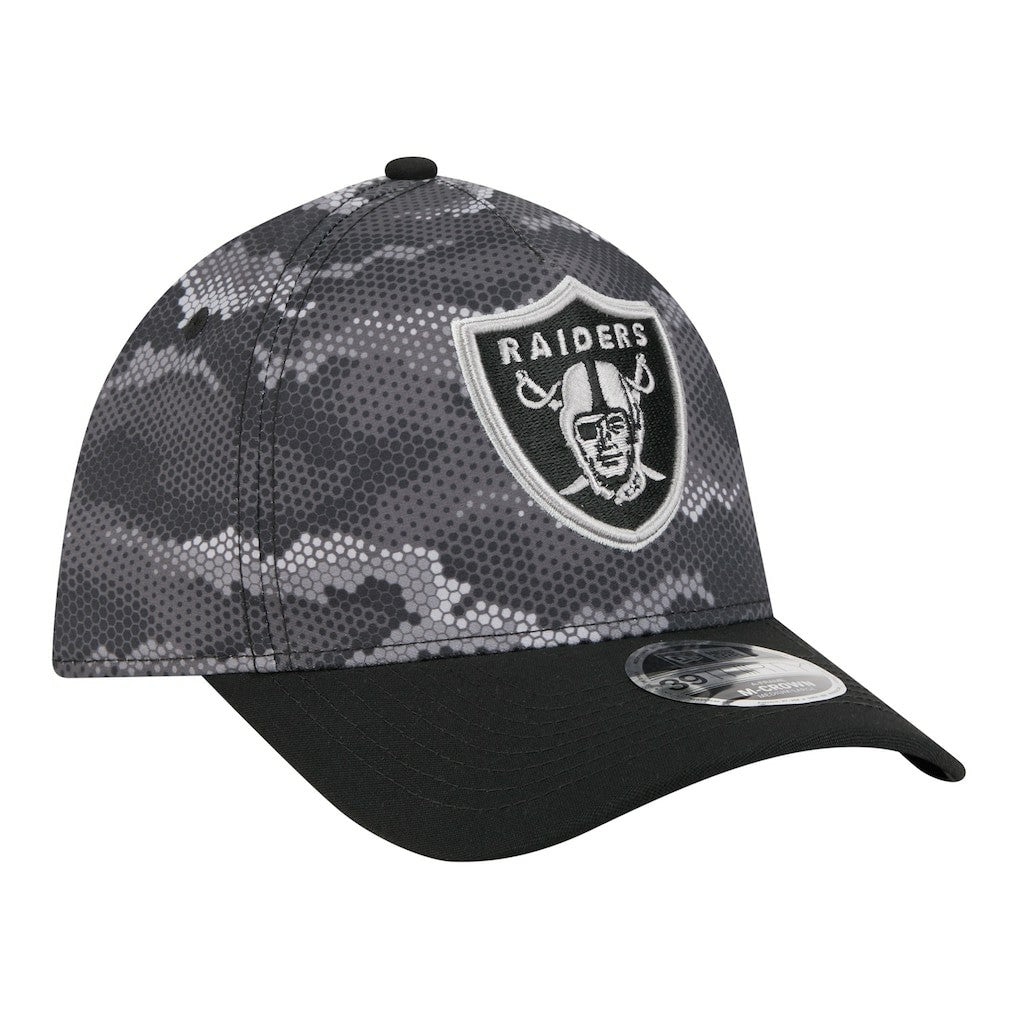 Las Vegas Raiders New Era Camo A-Frame 39THIRTY Flex Hat Black | NFL