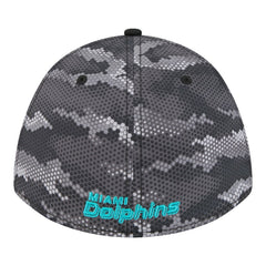 Miami Dolphins New Era Camo A-Frame 39THIRTY Flex Hat Black | NFL