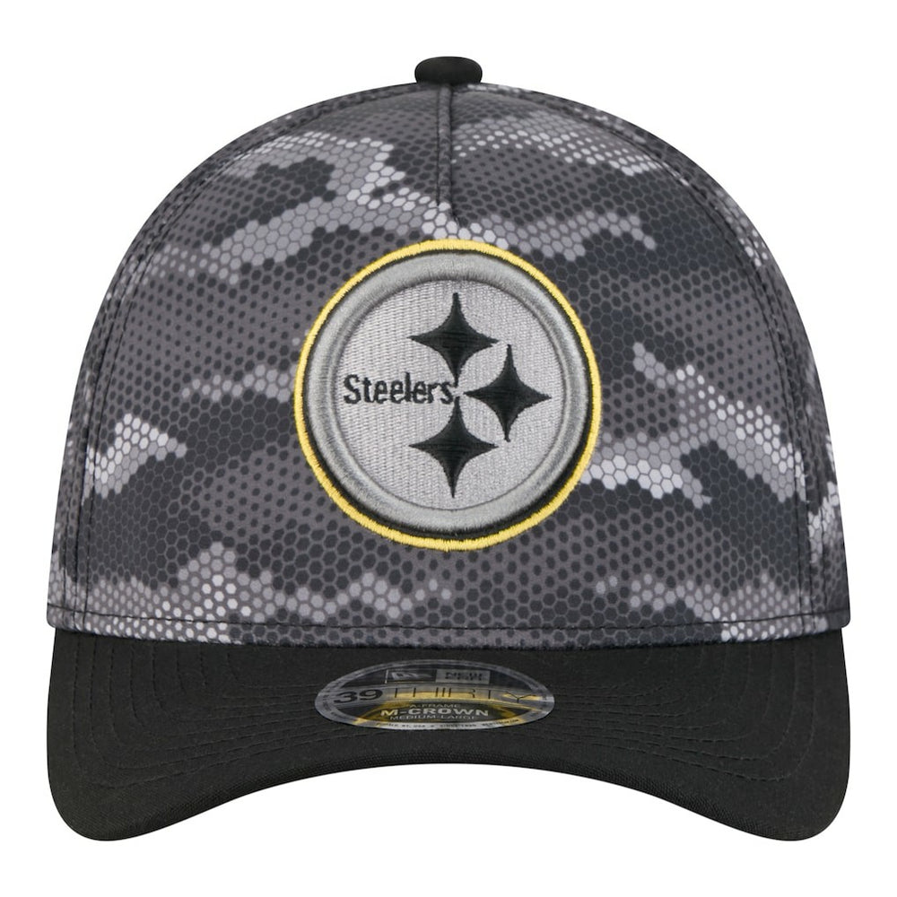 Pittsburgh Steelers New Era Camo A-Frame 39THIRTY Flex Hat Black | NFL