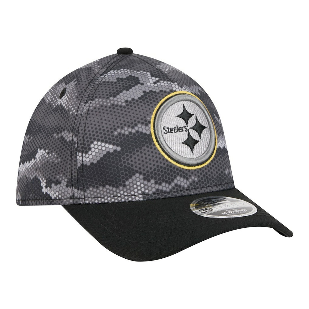 Pittsburgh Steelers New Era Camo A-Frame 39THIRTY Flex Hat Black | NFL