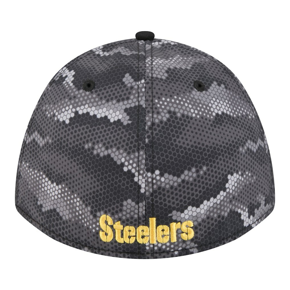 Pittsburgh Steelers New Era Camo A-Frame 39THIRTY Flex Hat Black | NFL