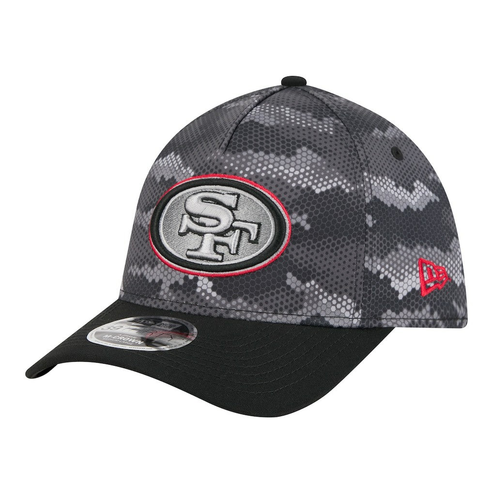 San Francisco 49ers New Era Camo A-Frame 39THIRTY Flex Hat Black | NFL