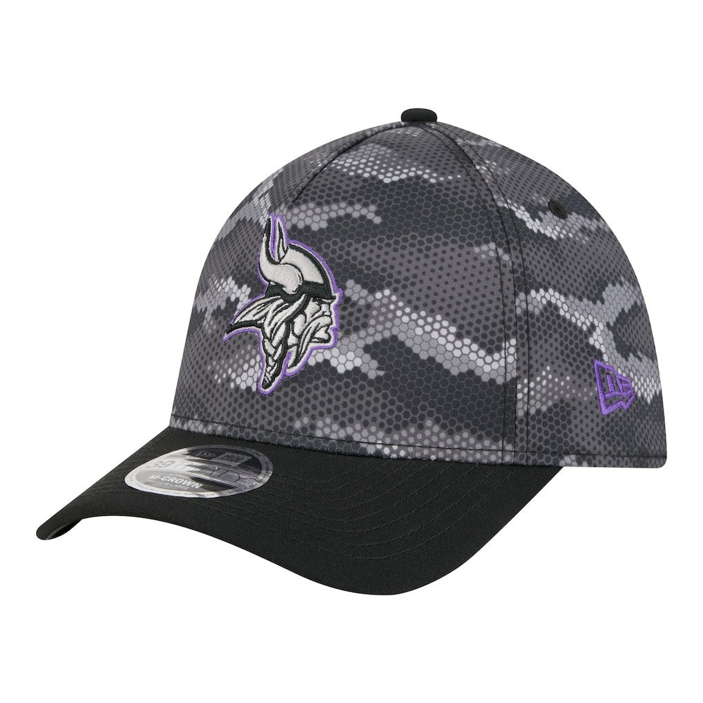 Minnesota Vikings New Era Camo A-Frame 39THIRTY Flex Hat Black | NFL