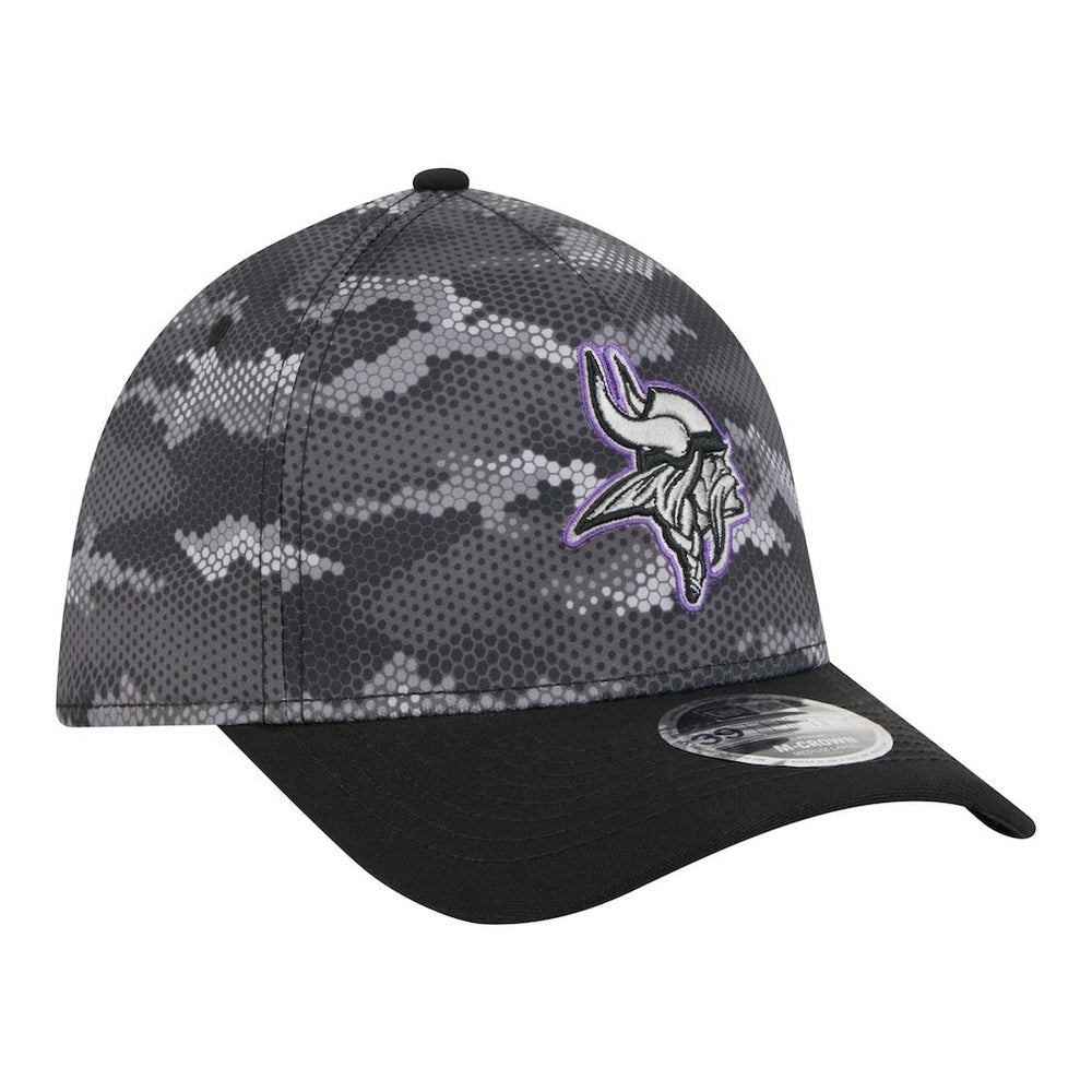Minnesota Vikings New Era Camo A-Frame 39THIRTY Flex Hat Black | NFL