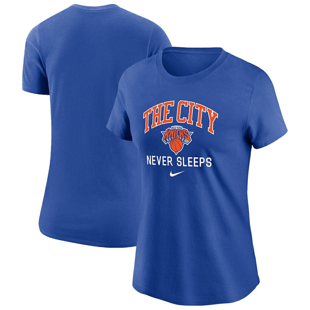 New York Knicks Women's The City Never Sleeps T-Shirt Blue - NBA