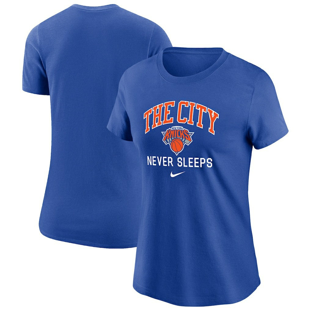 New York Knicks Women's The City Never Sleeps T-Shirt Blue - NBA