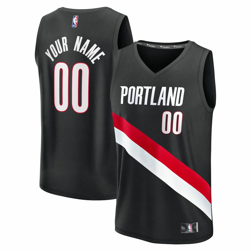 Portland Trail Blazers Fast Break Replica Custom Jersey Icon Edition Black - NBA