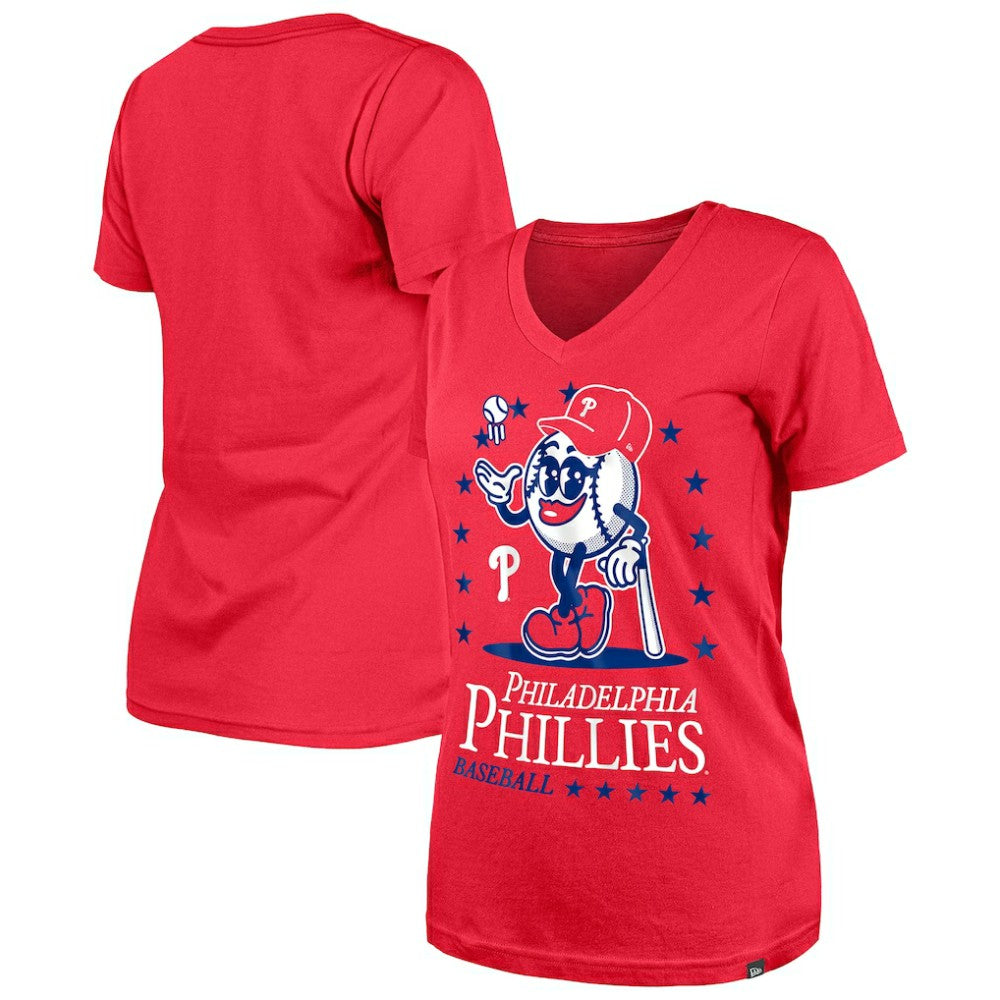 Philadelphia Phillies New Era Women's Little Miss 2 V-Neck T-Shirt - MLB