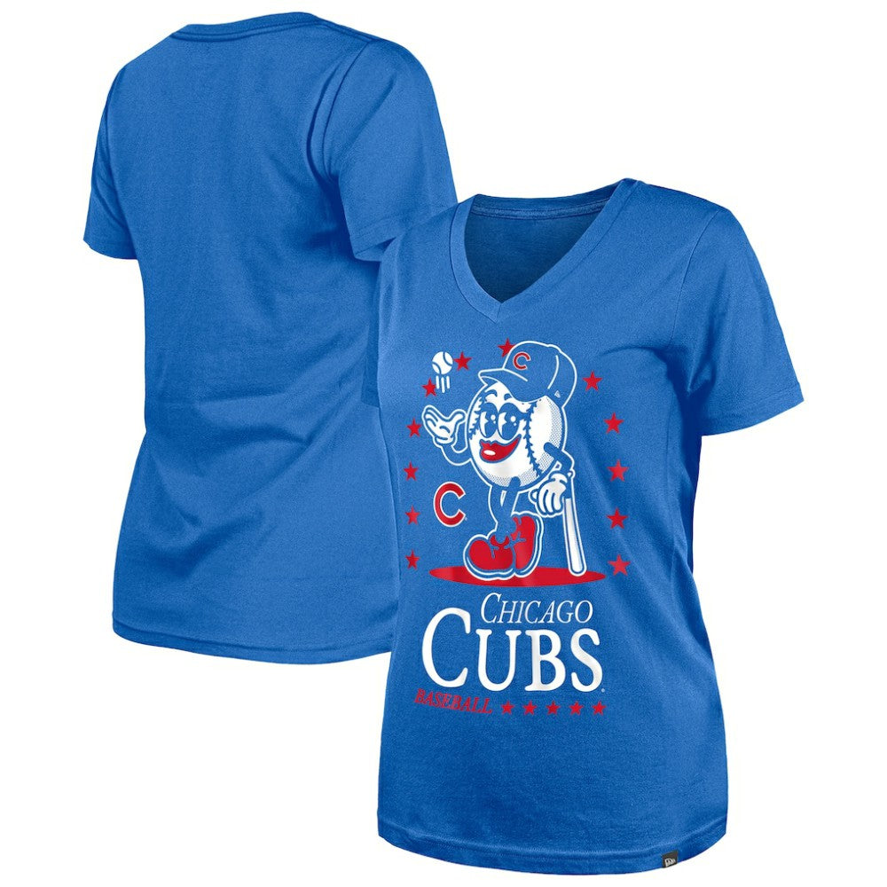Chicago Cubs New Era Women's Little Miss 2 V-Neck T-Shirt - MLB