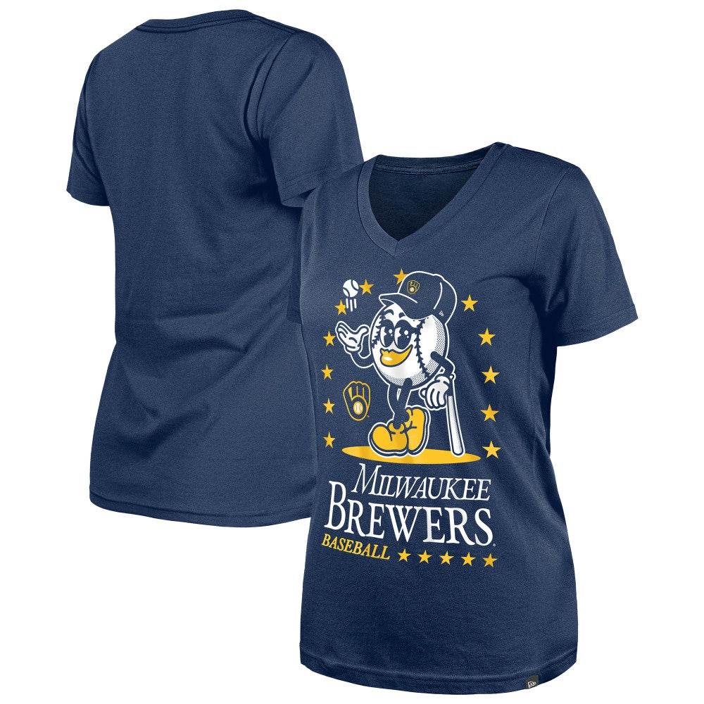 Milwaukee Brewers New Era Women's Little Miss 2 V-Neck T-Shirt - MLB