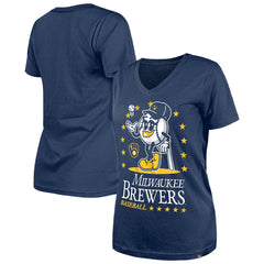 Milwaukee Brewers New Era Women's Little Miss 2 V-Neck T-Shirt - MLB
