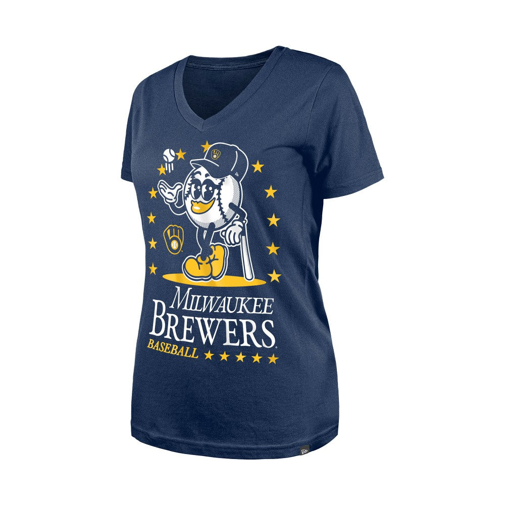 Milwaukee Brewers New Era Women's Little Miss 2 V-Neck T-Shirt - MLB